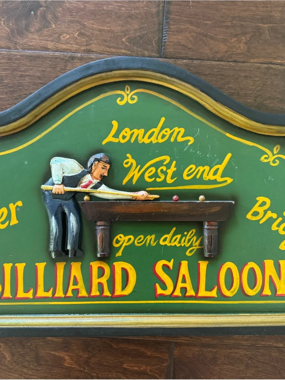 BAR SIGN-London West End Carter Bridge Billiard Saloon Pool Wood Sign 